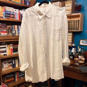 Tommy Bahama White Linen-Blend Button-Down Shirt